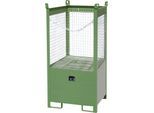 Fass-Stapelpalette Bauer FSP-1 D, Drahtgitter-Wände, Kapazität 1 x 200 l Fass, grün