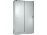 Schäfer Shop Select Schiebetürenschrank MS iCONOMY, Stahl, 5 Ordnerhöhen, B 1200 x T 400 x H 1935 mm, weißaluminium RAL 9006