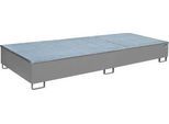 Bauer Regalwanne RW-GR 3300-3 PE, mit Gitterrost und PE-Einsatz, B 3262 x T 1312 x H 383 mm, bis 1000 l, Stahl lackiert, mausgrau