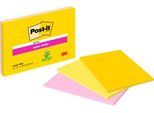 Post-it® Super Sticky Notes im Großformat 6445-3SS-EU, Verschiedene Farben, 152 mm x 101 mm, 45 Blatt/Block, 3 Blöcke/Packung, 100% PEFC