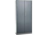 Büroschrank, 5 OH, abschließbar, mit aufliegenden Türen, B 950 mm, Basaltgrau/Weißalu