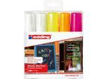 Kreidemarker edding 4090 4-15mm, 2 x weiß, 1xneongelb, 1xneonorange, 1xneonpink