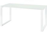 Schreibtisch MONTERIA, Rechteck, Glasauflage, Kufengestell, B 1600 x T 800 mm, weiß
