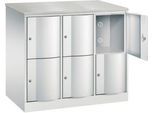 C+P Schließfachschrank Resisto, 3 Abteile, 6 Fächer, B 1148 x T 640 x H 1077 mm, Lichtgrau