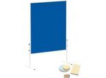 MAULsolid Moderationstafel, Filz, blau, B 1200 x H 1500 mm + Moderationskarten-Set mit 360 Karten und 200 Pin-Nadeln