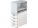 Aufsatzregal Breno, für Standcontainer Breno, inkl. 3 Kunststoffeinsätze, B 428 x T 800 x H 530 mm, Spanplatte, Lichtgrau