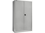 Schäfer Shop Pure Universalschrank, 5 OH, 4 Fachböden, abschließbar, B 1200 x T 400 x H 1935 mm, Stahl, weißaluminium RAL 9006/weißaluminium RAL 9006