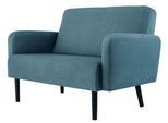 Zweisitzer Sofa meet by Paperflow LISBOA, Stoffbezug blau, Fußgestell schwarz, B 1240 x T 815 x H 830 mm