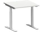 Schäfer Shop Genius Schreibtisch MODENA FLEX, T-Fuß-Rundrohr, B 800 x T 800 mm, lichtgrau