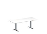 Schäfer Shop Genius Konferenztisch MODENA FLEX, Rechteck, T-Fuß Rechteckrohr, B 2000 x T 800 x H 650-850 mm, weiß/weißaluminium RAL 9006