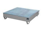 Stahl-Auffangwanne mit Gitterrost, 1200 x 1200 mm, grau RAL 7005