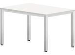 Schreibtisch Bexxstar, Rechteck, 4-Fuß Quadratrohr, B 1200 x T 800 x H 740 mm, weiß/chromsilber