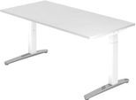 Schreibtisch TOPAS LINE, manuell höheneinstellbar, B 1600 mm, weiß/weiß/alu poliert