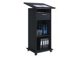 Stehpult Melta, mobil, höhenverstell-/neigbar, 3 offene Fächer & 1 abschließbarer Schub, B 600 x T 500 x H 1090-1200 mm, Holz, schwarz