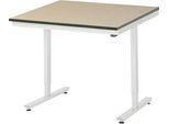 Rau Arbeitstisch Adlatus, elektrisch höhenverstellbar, 22 mm MDF-Platte, bis 150 kg, B 1000 x T 1000 x H 720-1120 mm, braun/lichtgrau