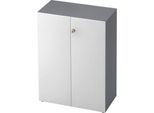Aktenschrank TOPAS LINE, 3 Ordnerhöhen, Türen abschließbar, graphit/weiß