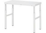 Rau Basistisch Serie E, manuell höhenverstellbar, 22 mm Spanplatte mit Melaminbelag, bis 450 kg, B 1500 x T 500 x H 650-1000 mm, lichtgrau