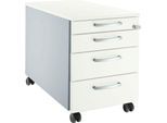 Schäfer Shop Pure Rollcontainer 1233, 3 Schübe & 1 Utensilienauszug, abschließbar, Rundgriffe, B 435 x T 765 x H 577 mm, weißalu/weißalu/weiß