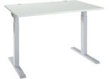 Schäfer Shop Select Schreibtisch ERGO-T 2.0, Rechteck, T-Fuß, B 1200 x T 800 x H 675-895 mm, lichtgrau/weißalu