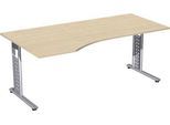 Schreibtisch ALICANTE, Freiform, Ansatz links, B 1800 x T 1000/800 x H 680-820 mm, Ahorn-Dekor