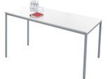 Schäfer Shop Pure Stahlrohrtisch, Rechteck, Quadratrohrfuß, B 1600 x T 800 x H 720 mm, weiß/weißaluminium