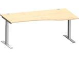 Schäfer Shop Genius Freiformschreibtisch MODENA FLEX, C-Fuß-Rechteckrohr, B 1800 mm, Ansatz rechts, Ahorn/weißalu