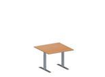 Schäfer Shop Genius Besprechungstisch MODENA FLEX, Quadrat, T-Fuß Rechteckrohr, B 1000 x T 1000 x H 650-850 mm, Buche/weißaluminium RAL 9006