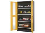 Chemikalienschrank Asecos CS-CLASSIC-G, Flügeltür m. Glasauschnitt, 4 Auszugswannen, 1055x520x1950 mm, sicherheitsgelb