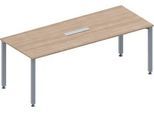 Schäfer Shop Genius Konferenztisch MODENA FLEX, 6-fach Anschluss, Rechteck, 4-Fuß Quadratrohr, B 2000 x T 800 x H 720-840 mm, Eiche-Dekor/weißalu