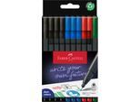 Fineliner FABER-CASTELL Grip, Strichbreite 0,4 mm, ergonomische Griffzone, für Rechts- & Linkshänder, auswaschbar, Office-Farben, 10 Stück in Kartonetui