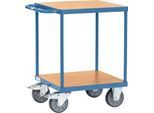 Tischwagen, schwer, 2 Etagen, L 600 x B 600 mm, bis 500 kg, Stahl/Holz, blau