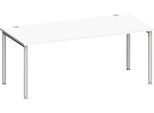 Schäfer Shop Genius Schreibtisch MODENA FLEX, 4-Fuß-Rundrohr, B 1800 x T 800 mm, weiß/weißalu