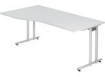 Schreibtisch JENA, C-Fuß, Freiform, B 1800 x T 1000 x H 720 mm, lichtgrau