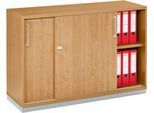 Schäfer Shop Genius Schiebetürenschrank TETRIS WOOD, 2 OH, inkl. Stahlsockel, B 1200 x T 421 x H 800 mm, Buche-Dekor