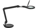 LED Lupenleuchte MAULmakro, 3-Dioptrien-Linse, 8 W, 580 lm, 6500 K, Arm um 360° dreh-& neigbar, höhenverstellbar, Standfuß, schwarz