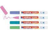 Kreidemarker Edding 4085, für glatte Oberflächen, Strichbreite 1-2 mm, Rundspitze, 4er Set, metallic