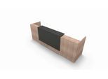 Theke Spezia, gerade, B 3260 x T 880 x H 1130 mm, Ulme-Dekor/Leder grau