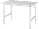 Rau ESD-Arbeitstisch Tom, manuell höhenverstellbar, 28 mm Spanplatte mit Melaminbelag, bis 500 kg, B 1250 x T 800 x H 760-1080 mm, lichtgrau
