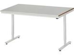 Rau Werktisch Adlatus, elektrisch höhenverstellbar, 25 mm MDF-Platte mit Stahlblechbelag, 300 kg, B 1500 x T 800 x H 720-1120 mm, silber/lichtgrau