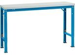 Manuflex Grundtisch UNIVERSAL Spezial, 1500 x 800 mm, Melamin lichtgrau, lichtblau