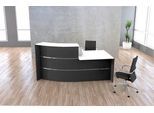 Kleine Bogen-Empfangstheke mit Beratungsplatz Faro, mit Ablage und Seitenplatten, B 2310 x T 1200 x H 1120 mm, anthrazit/anthrazit