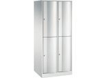 C+P Garderobenspind Resisto, 2 Abteile, 4 Fächer, B 772 x T 640 x H 1950 mm, Lichtgrau/Lichtgrau
