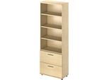 Schäfer Shop Genius Kombischrank TETRIS WOOD, 6 OH, H 2270 mm, 2 Hängeregistraturauszüge, Höhe inkl. Gleiter, Ahorn-Dekor