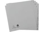 Register Exacompta 1723B, A4 Halbformat, 2-fach-Lochung, Taben A-Z, B 225 x H 210 mm, Blauer Engel, Recycling-Kunststoff, grau