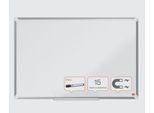 nobo Whiteboard Premium Plus, Stahl weiß emailliert, magnethaftend, B 1200 x H 900 mm, inkl. abnehmbarer Stiftablage und 1 Boardmarker