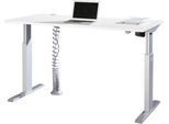 Schäfer Shop Select Schreibtisch ERGO-T, elektrisch höhenverstellbar, Rechteck, T-Fuß, B 1600 x T 800 x H 725-1185 mm, weiß/weißaluminium, Kabelspirale