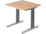 Schreibtisch TOPAS LINE, manuell höheneinstellbar, B 800 mm, Eiche/graphit/alu poliert