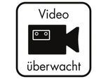 moedel Hinterglasaufkleber „Videoüberwacht“, doppelseitig bedruckt, selbstklebend, L 125 x B 125 mm, Folie, schwarz-weiß