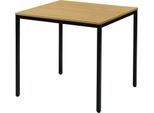 Schäfer Shop Pure Stahlrohrtisch, Quadrat, Quadratrohrfuß, B 800 x T 800 x H 720 mm, Buche/schwarz