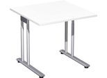 Schreibtisch PALENQUE, C-Fuß, Rechteck, B 800 x T 800 x H 680-820 mm, weiß